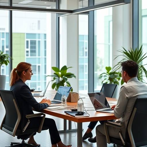 A team of professional accountants collaborating in a modern office environment.