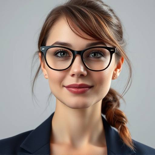 Portrait of Elara Vance, a professional looking woman with glasses