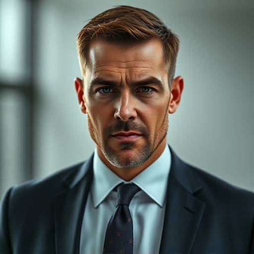 Portrait of Marcus Thorne, a serious-looking man in a suit